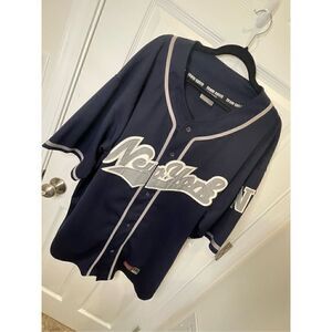 New York Shirt Baseball Jersey Adult Large XXL Team Spirit Blue Mens Sports